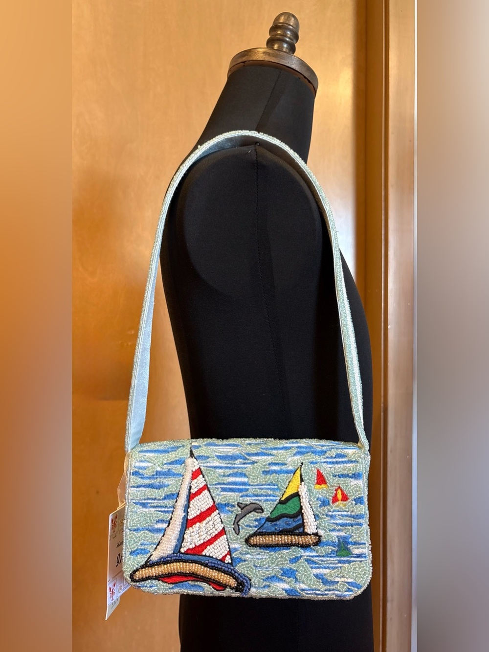 Beaded Sailboat Shoulder Bag